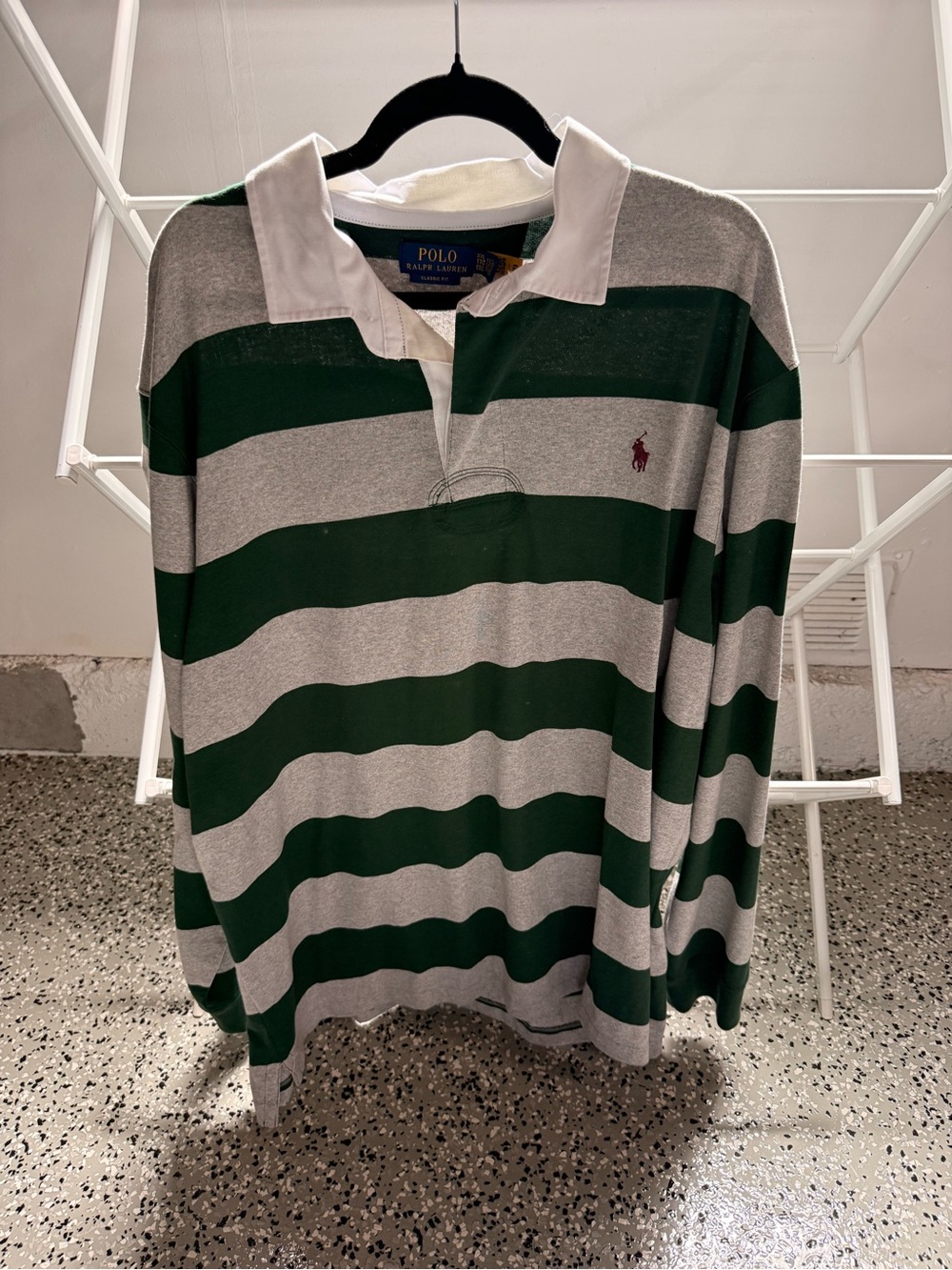 Ralph Lauren Green & Grey Striped Rugby Polo